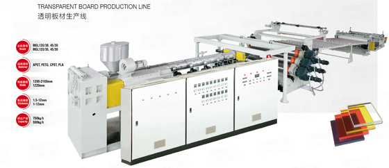 APET PETG CPET PLA Transparent Plastic Board Extrusion Line Multifunctional 750kg/H 500kg/H