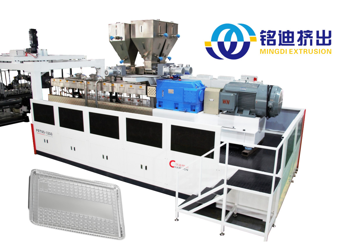 Twin Screw Extruder Machine 650-1550mm Width For PLA And PET Sheet Production
